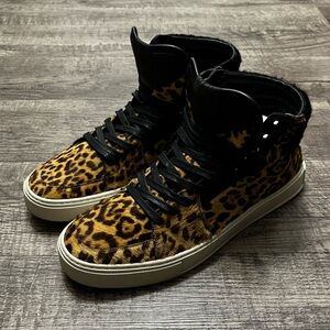 Yves Saint Laurent Leopard Fur High Top Sneakers